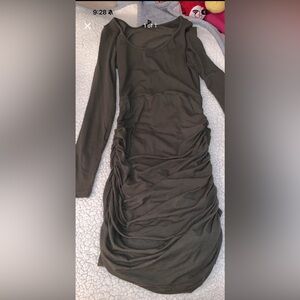 Elegant Olive Green Ruched Dress express